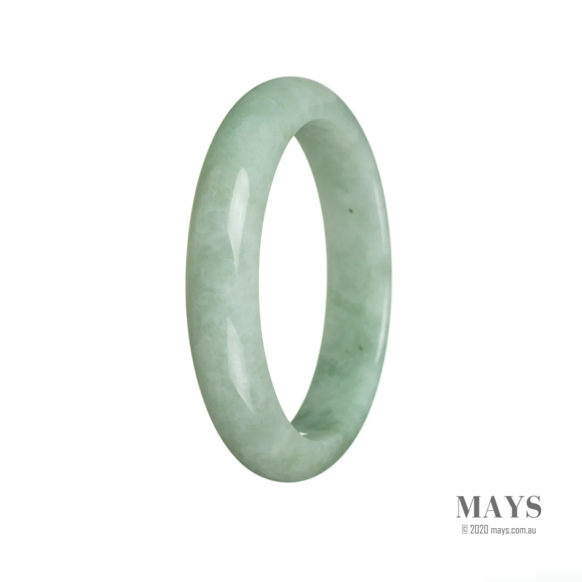 Real Type A Green Jade Bangle - 59mm Semi Round - Image 3