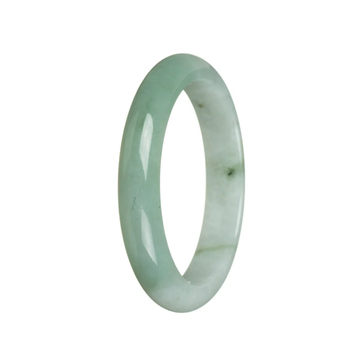 Genuine Untreated Green Burma Jade Bracelet - 55mm Semi Round - Image 2