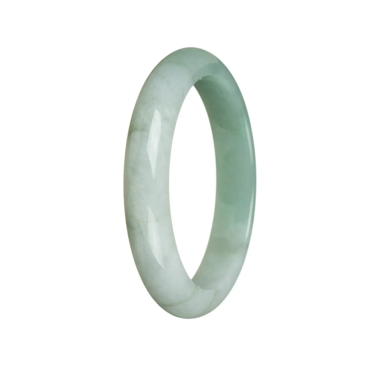 Genuine Untreated Green Burma Jade Bracelet - 55mm Semi Round - Image 3