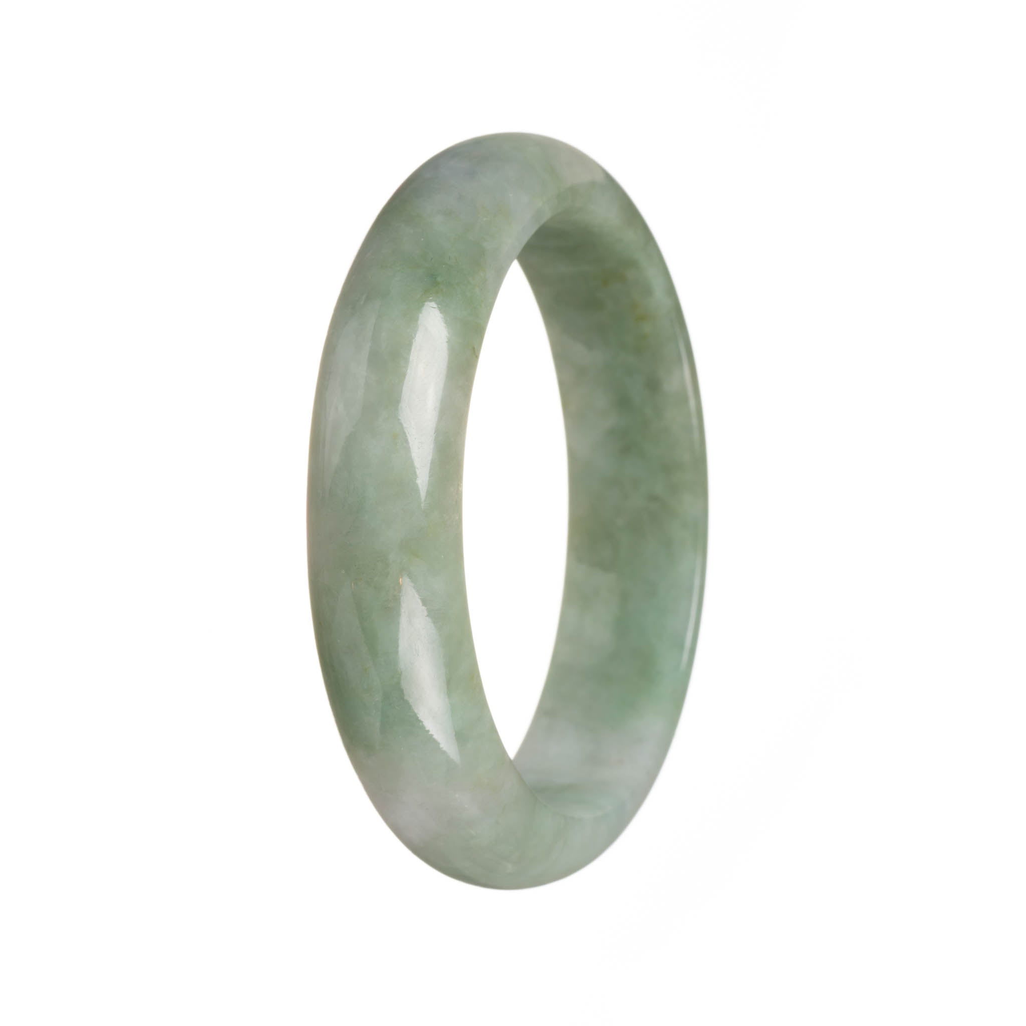 Genuine Natural Green Jadeite Bangle - 62mm Half Moon - Image 2