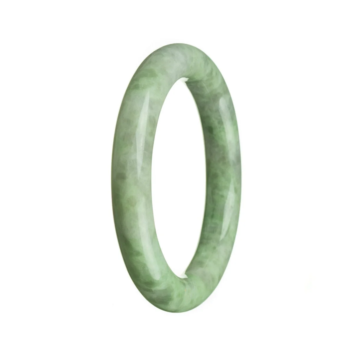 Real Natural Green Traditional Jade Bangle - 56mm Round