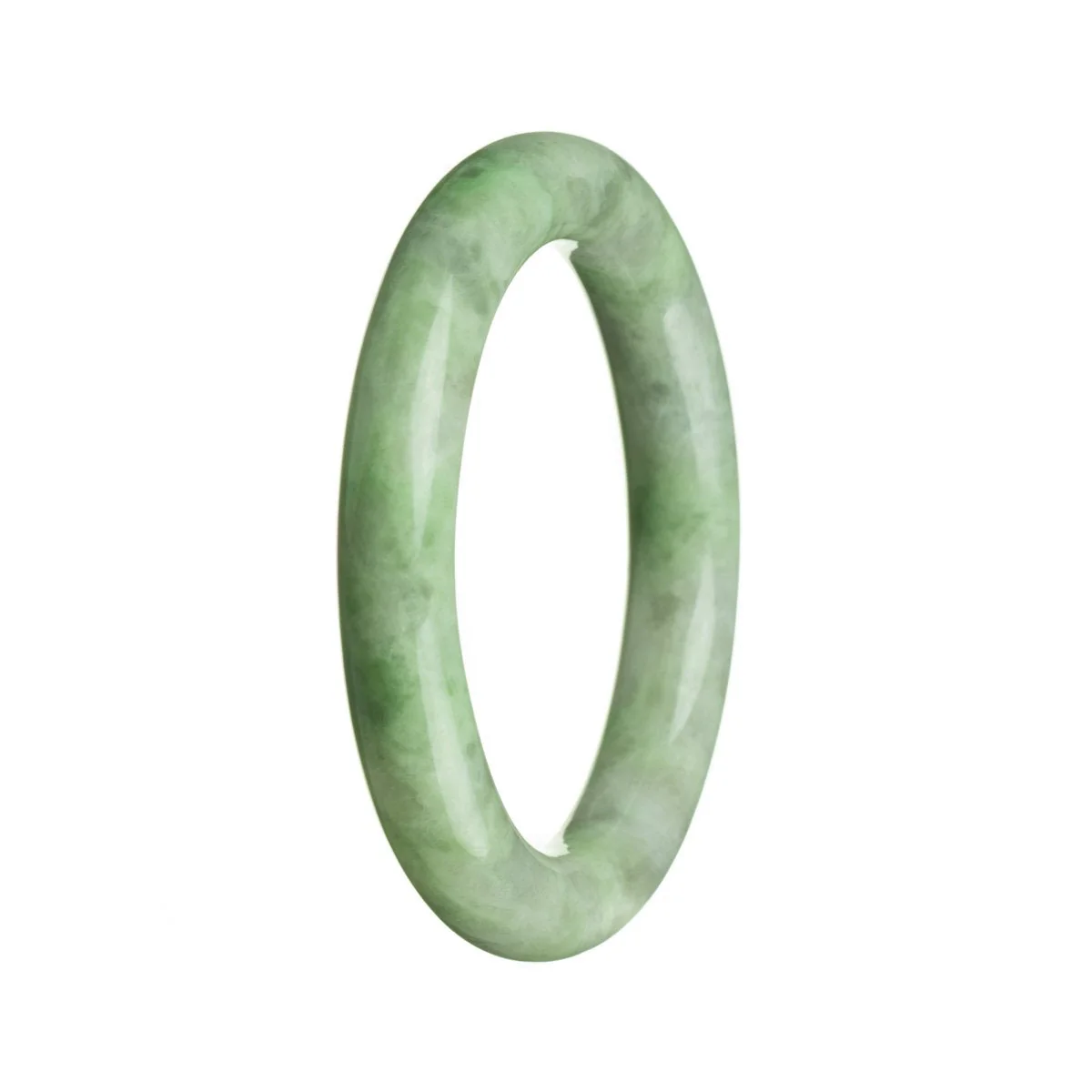 Real Natural Green Traditional Jade Bangle - 56mm Round - Image 2