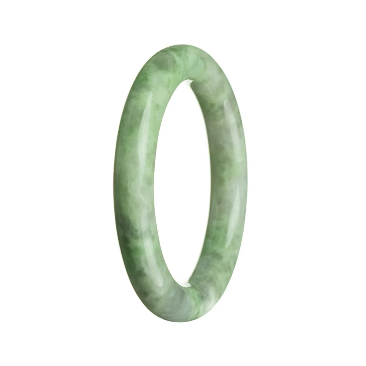 Real Natural Green Traditional Jade Bangle - 56mm Round - Image 3