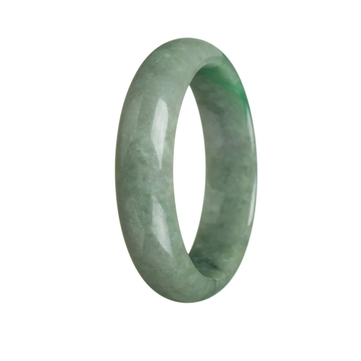 Genuine Grade A Green Burmese Jade Bangle - 62mm Half Moon - Image 3