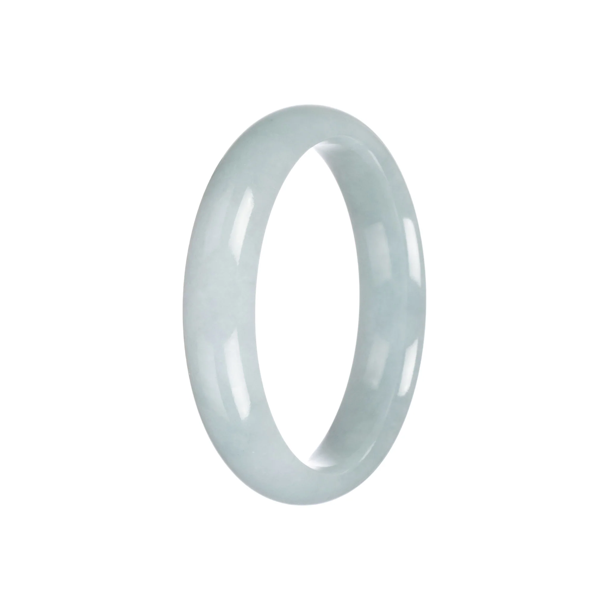 Authentic Grade A Light Green Traditional Jade Bangle - 56mm Half Moon - Image 5