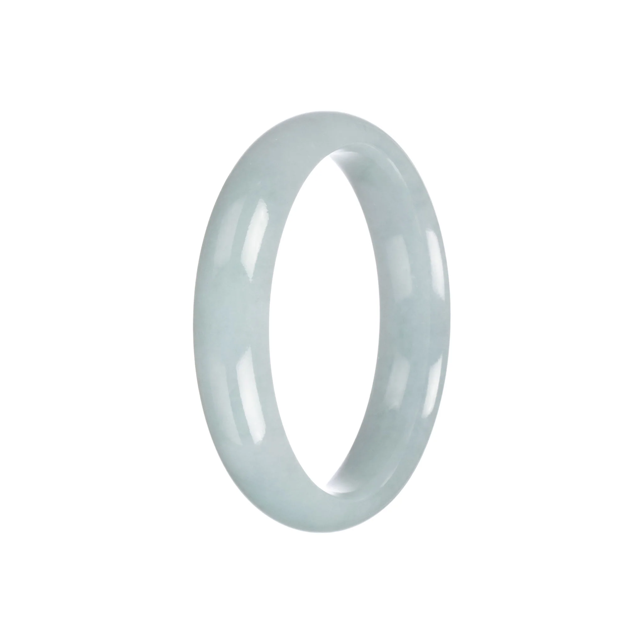 Authentic Grade A Light Green Traditional Jade Bangle - 56mm Half Moon - Image 6