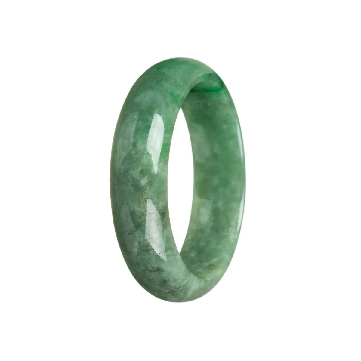 Real Grade A Imperial green sections Jade Bangle - 57mm Half Moon - Image 2