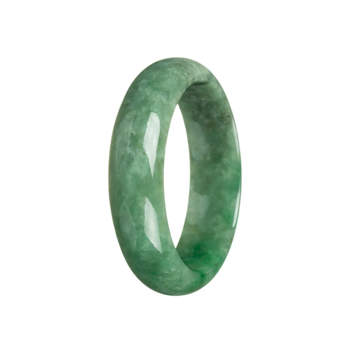 Real Grade A Imperial green sections Jade Bangle - 57mm Half Moon - Image 3