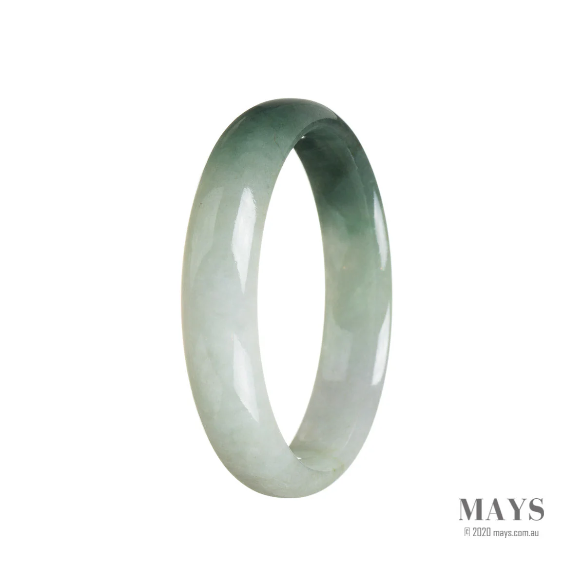 Certified Natural Green Burmese Jade Bangle - 55mm Half Moon