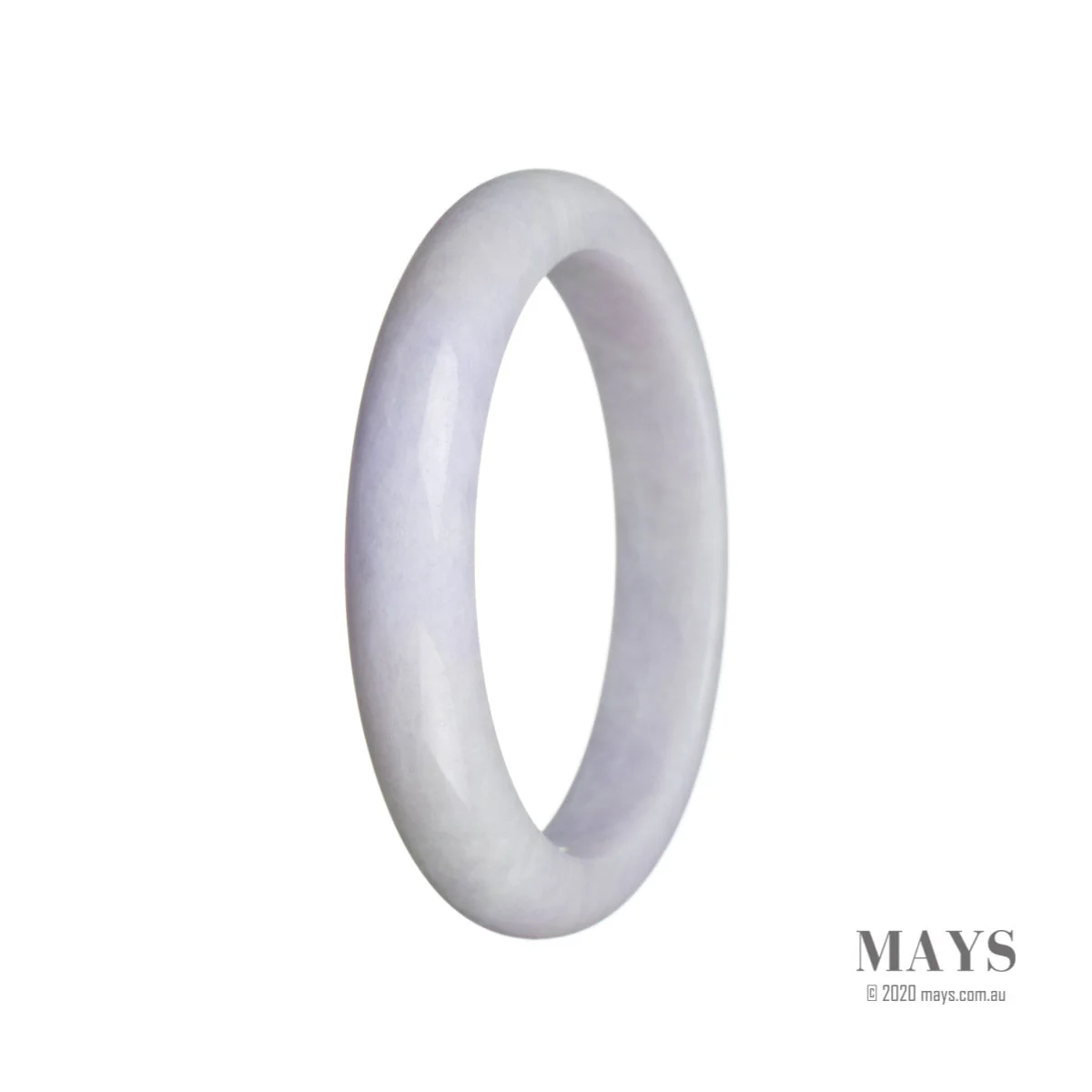 Real Type A Lavender Burma Jade Bangle Bracelet - 59mm Semi Round - Image 2
