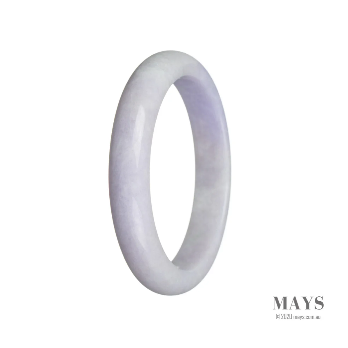 Real Type A Lavender Burma Jade Bangle Bracelet - 59mm Semi Round - Image 3