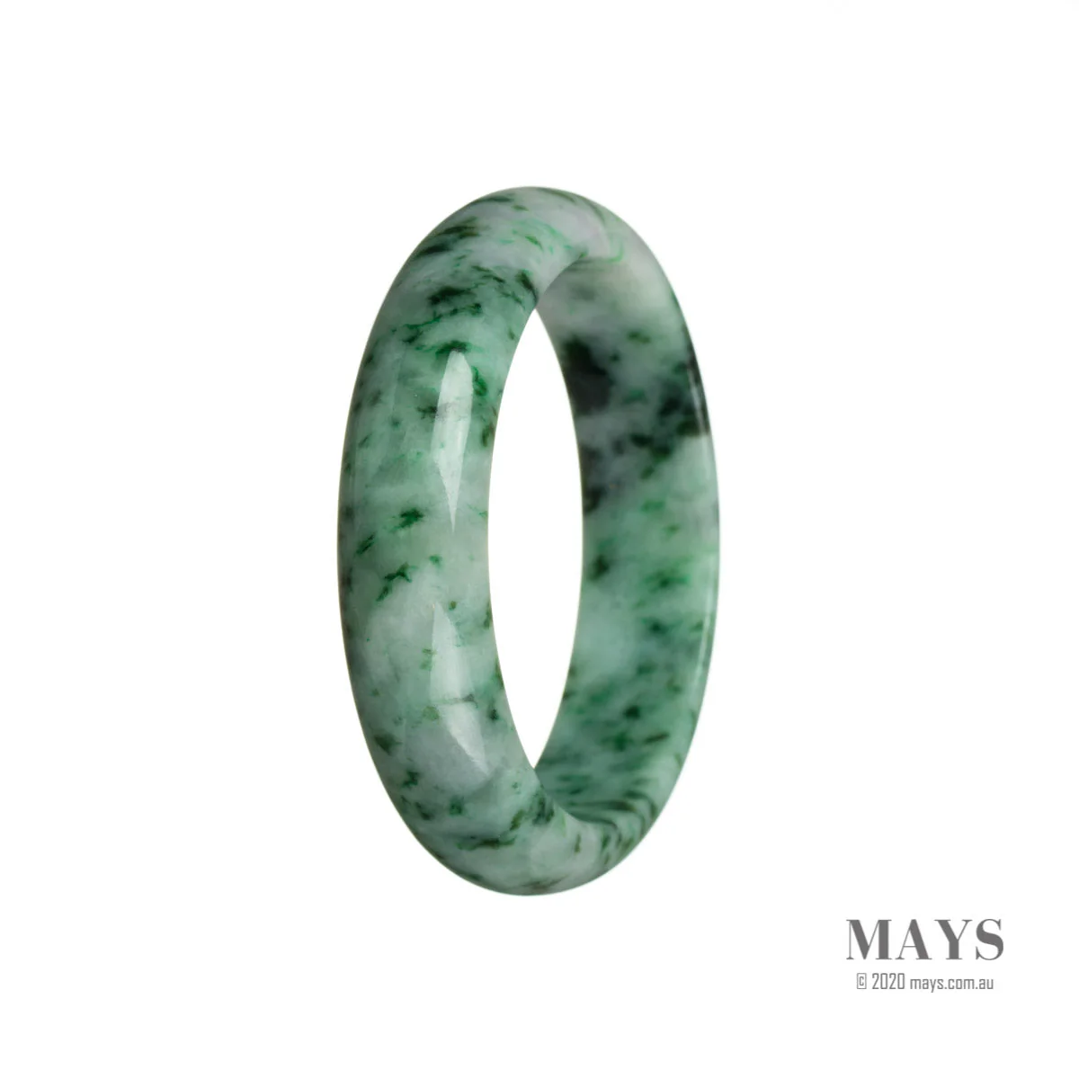 Real Type A Green Burma Jade Bangle Bracelet - 55mm Half Moon