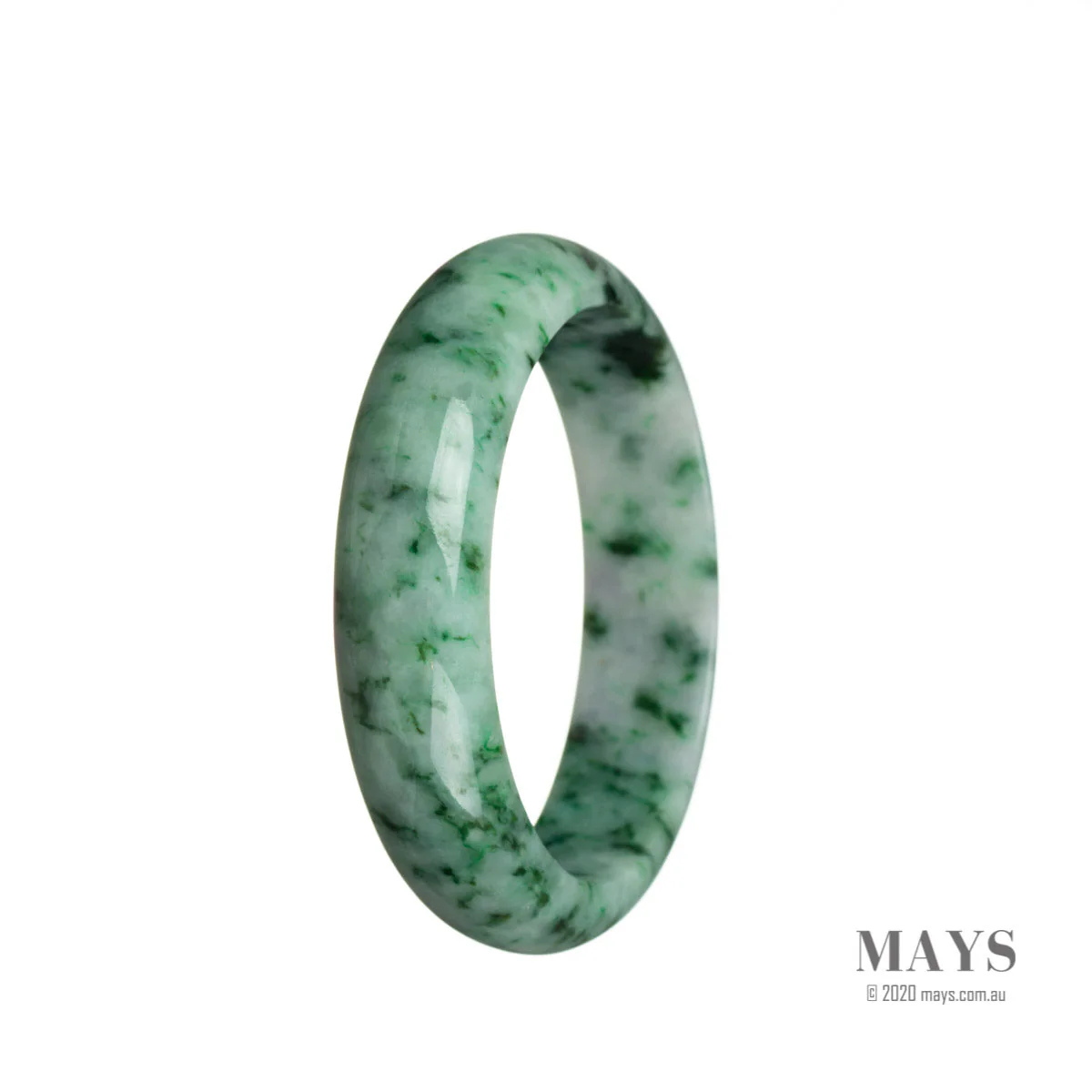 Real Type A Green Burma Jade Bangle Bracelet - 55mm Half Moon - Image 2
