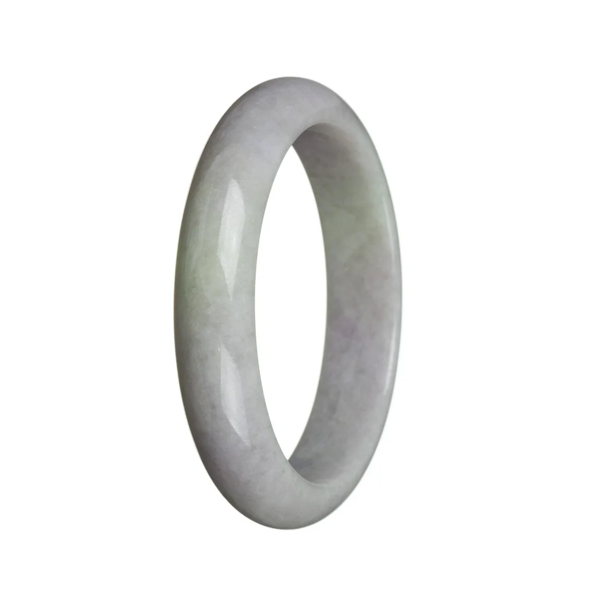 Genuine Grade A Lavender Jade Bracelet - 59mm Semi Round - Image 2