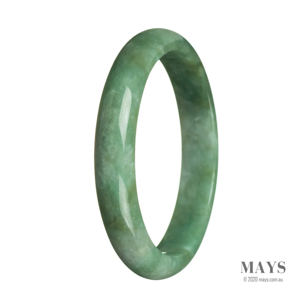 Genuine Natural Green Burmese Jade Bracelet - 65mm Semi Round - Image 2