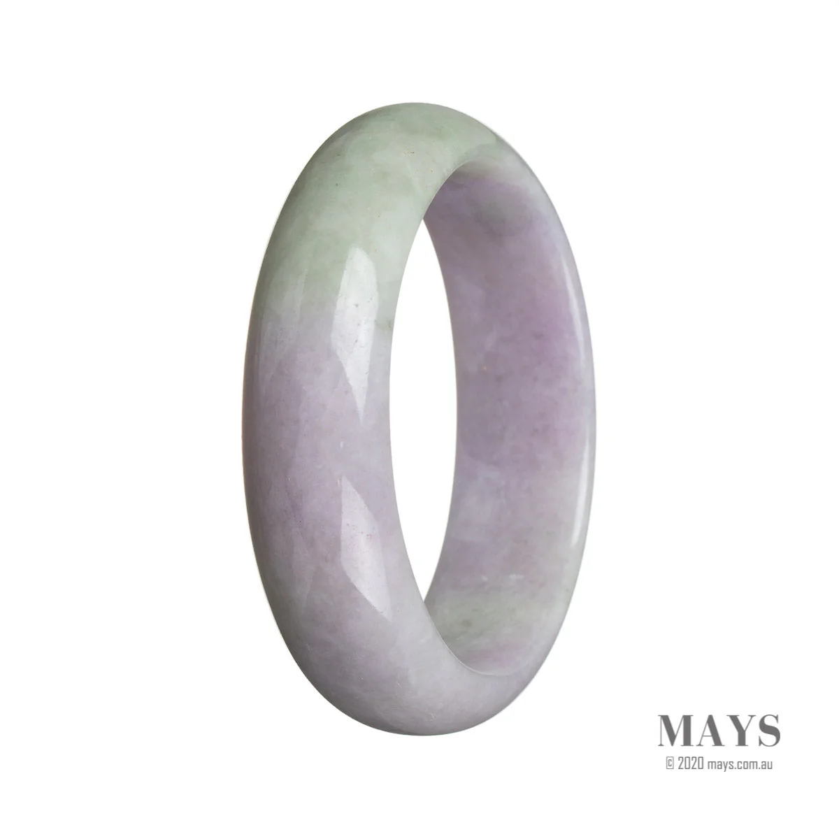Genuine Natural Lavender and green Jadeite Bangle - 58mm Half Moon