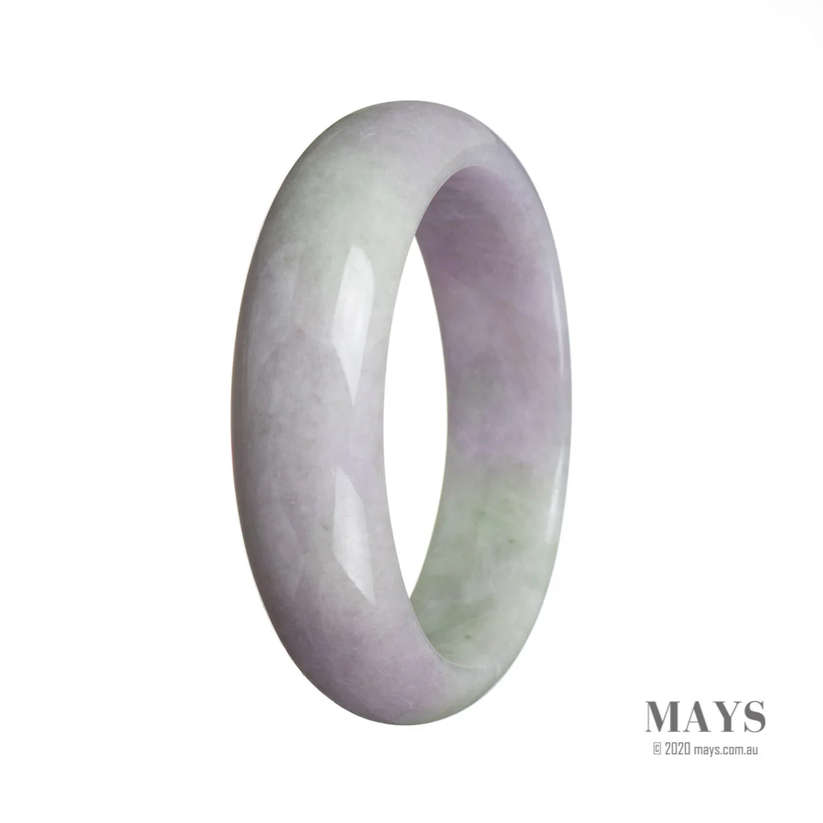 Genuine Natural Lavender and green Jadeite Bangle - 58mm Half Moon - Image 3