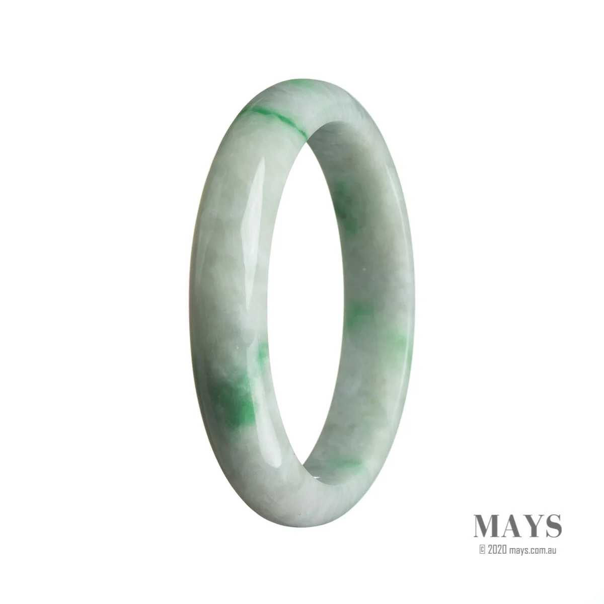 Certified Untreated Green Jadeite Jade Bangle - 58mm Half Moon - Image 2