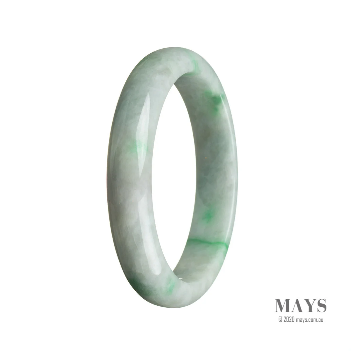 Certified Untreated Green Jadeite Jade Bangle - 58mm Half Moon - Image 3