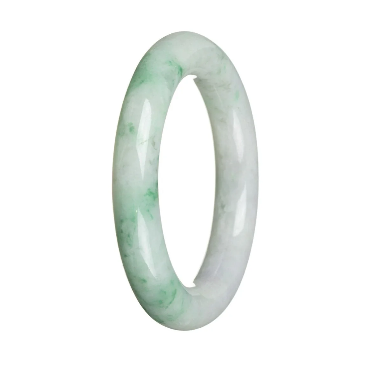 Genuine Grade A Green flower Burma Jade Bracelet - 56mm Round