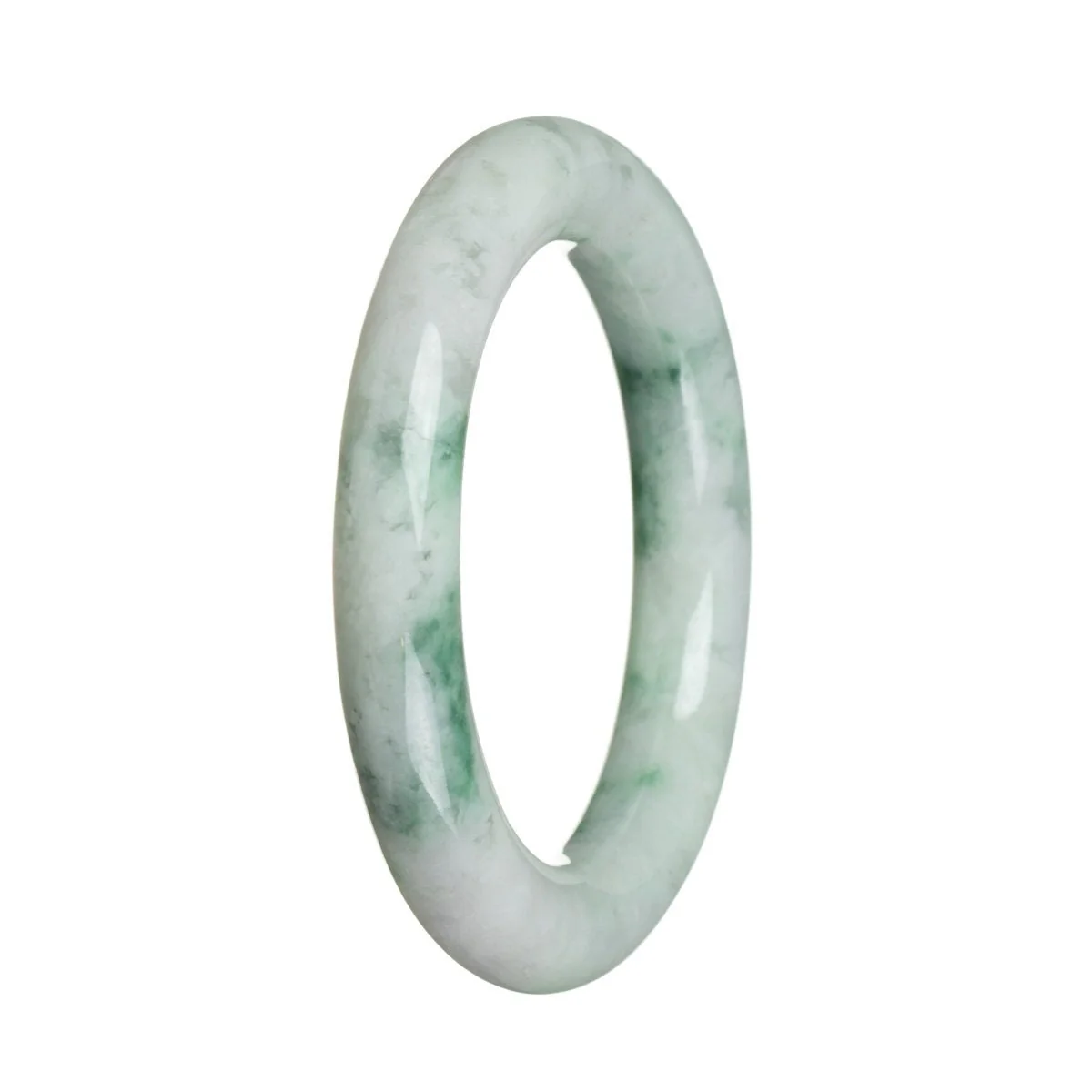 Genuine Natural Green flower Traditional Jade Bangle Bracelet - 56mm Round - Image 2