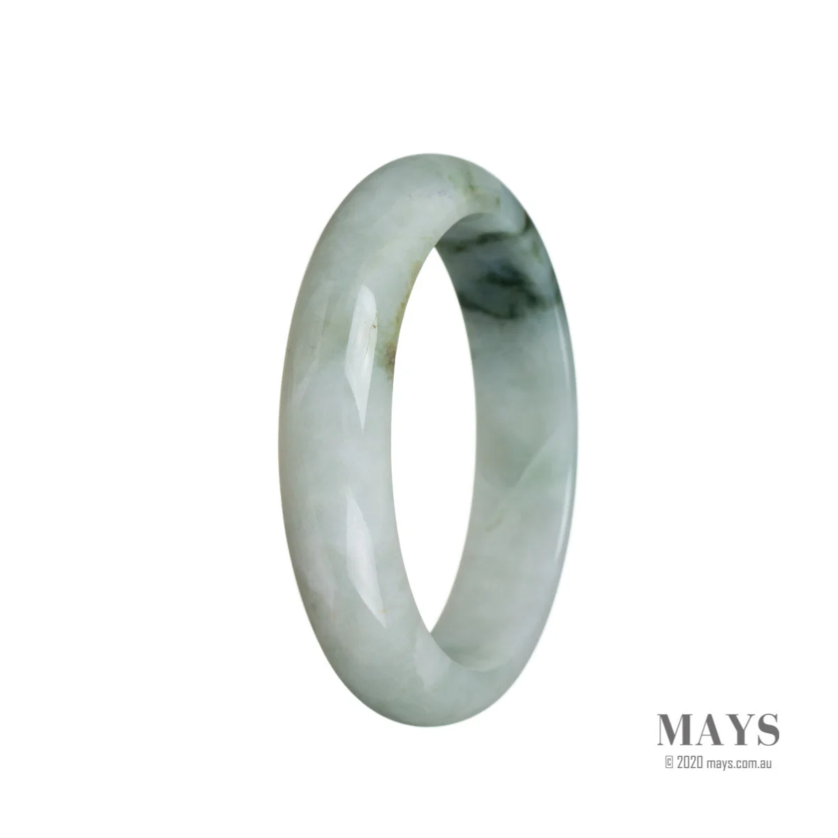 Real Grade A Green Flower Burma Jade Bangle - 57mm Half Moon - Image 3