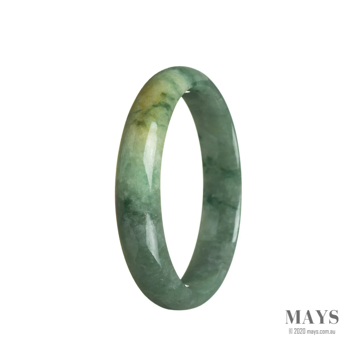 Genuine Type A Green Jade Bracelet - 53mm Half Moon