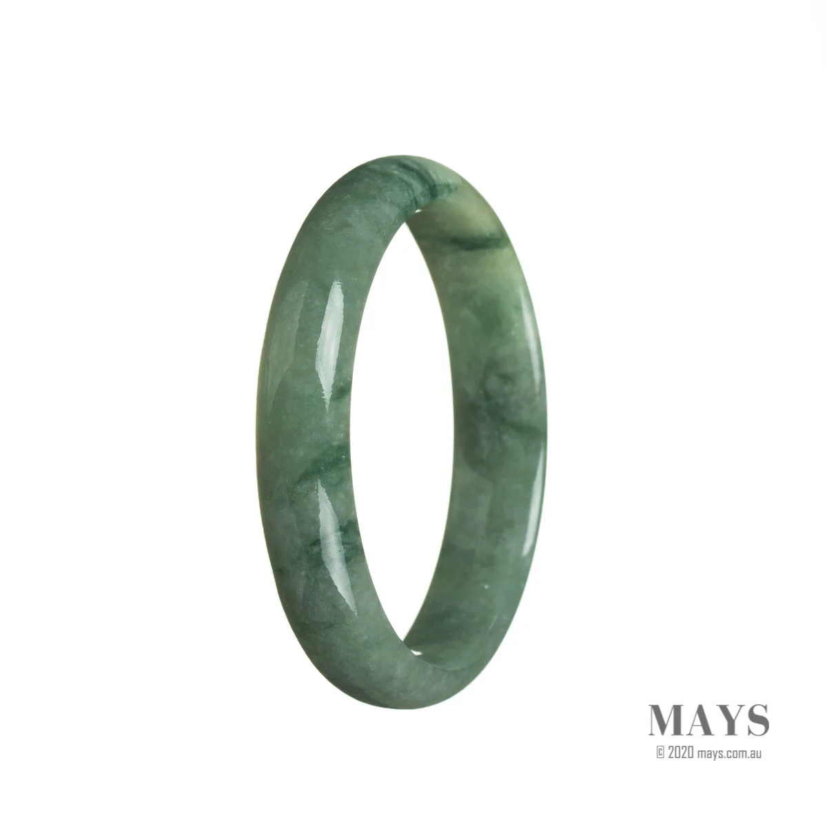 Genuine Type A Green Jade Bracelet - 53mm Half Moon - Image 2