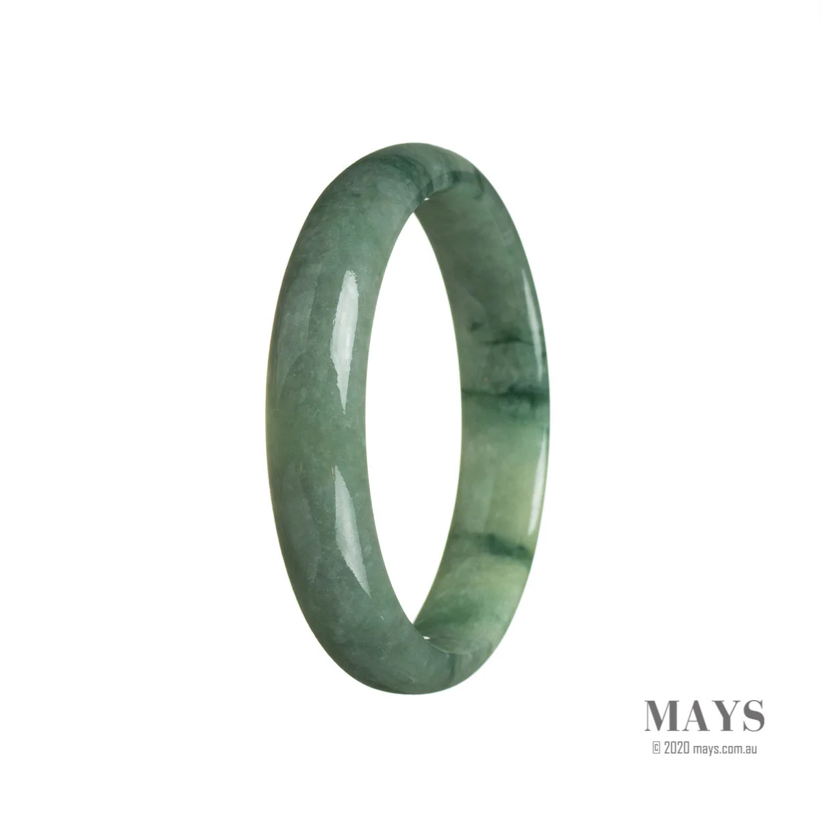 Genuine Type A Green Jade Bracelet - 53mm Half Moon - Image 3