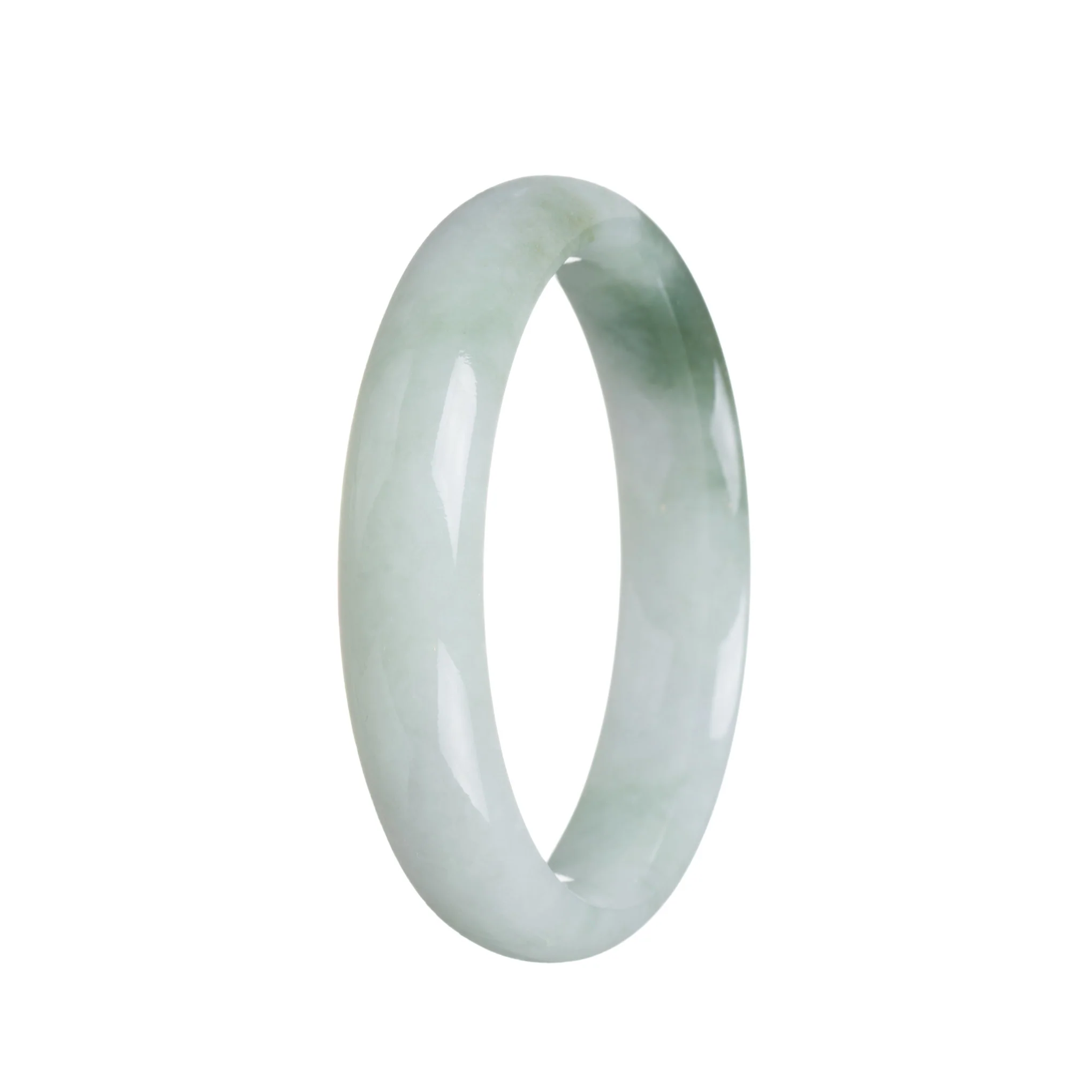Real Type A Green Jadeite Jade Bangle Bracelet - 56mm Half Moon - Image 2