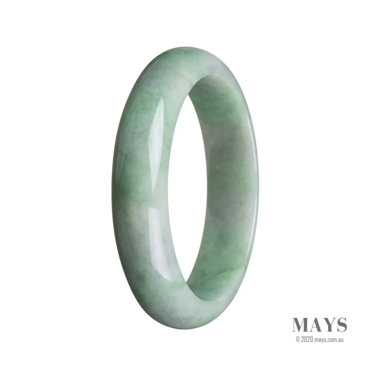 Genuine Untreated Green Burma Jade Bangle Bracelet - 59mm Half Moon