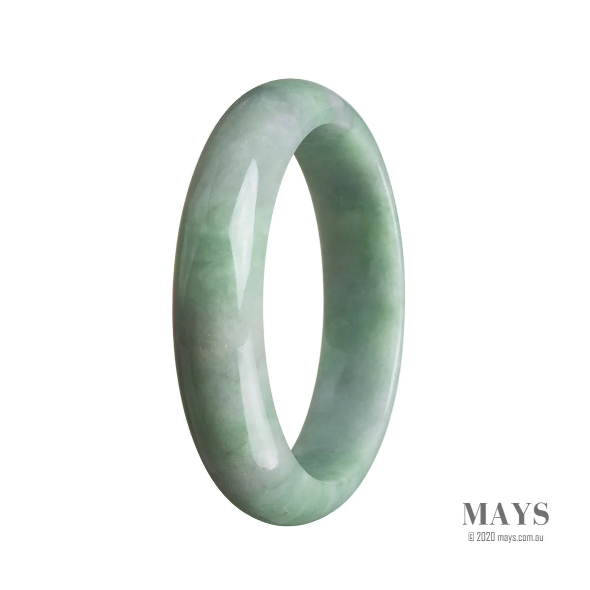 Genuine Untreated Green Burma Jade Bangle Bracelet - 59mm Half Moon - Image 2