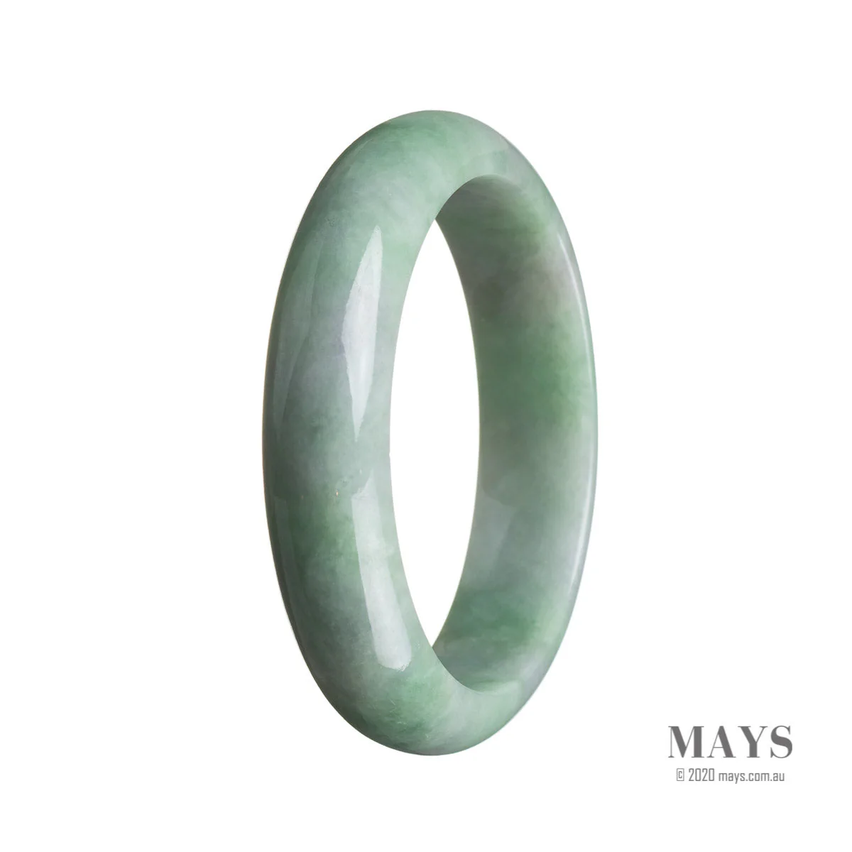 Genuine Untreated Green Burma Jade Bangle Bracelet - 59mm Half Moon - Image 3