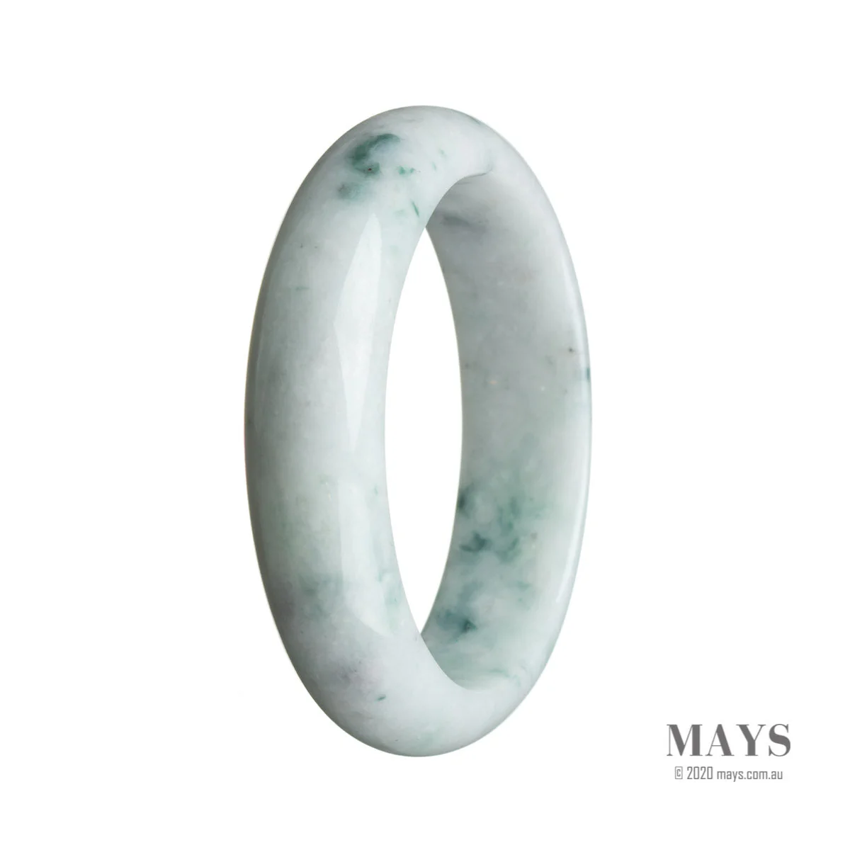 Genuine Natural White Burma Jade Bangle Bracelet - 59mm Half Moon