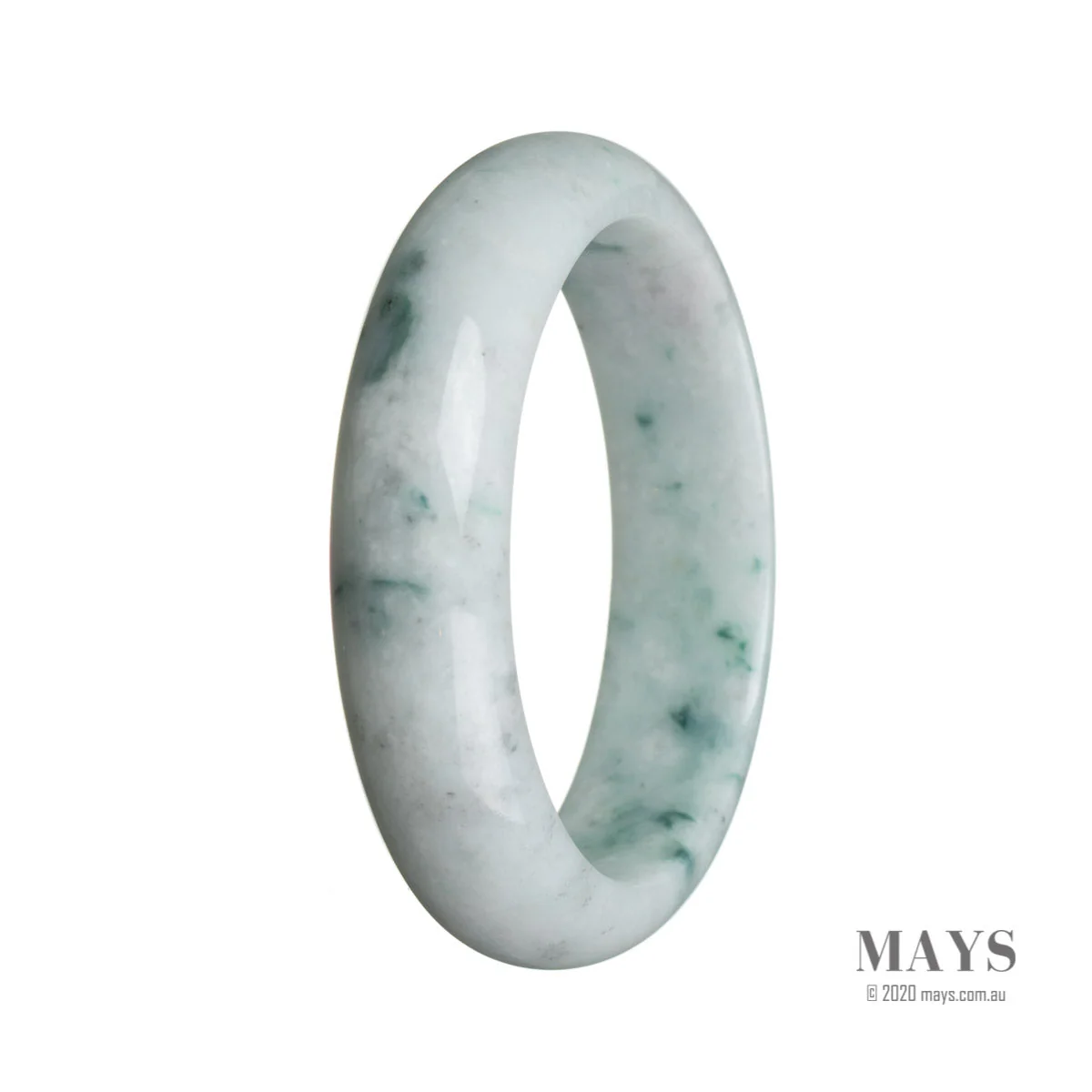 Genuine Natural White Burma Jade Bangle Bracelet - 59mm Half Moon - Image 2