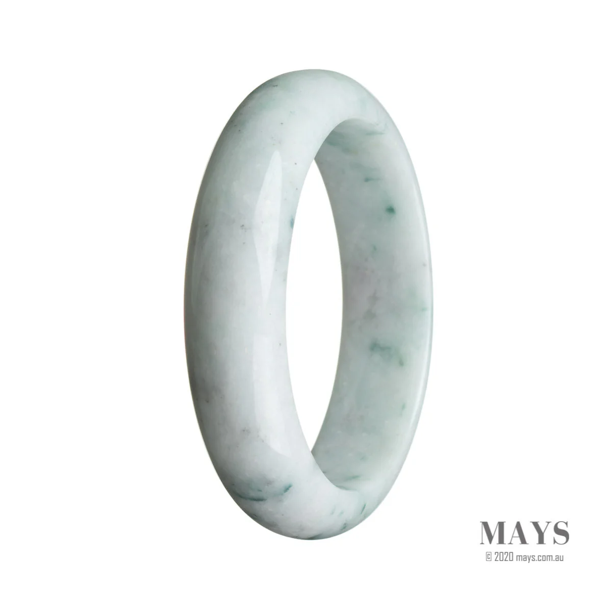Genuine Natural White Burma Jade Bangle Bracelet - 59mm Half Moon - Image 3
