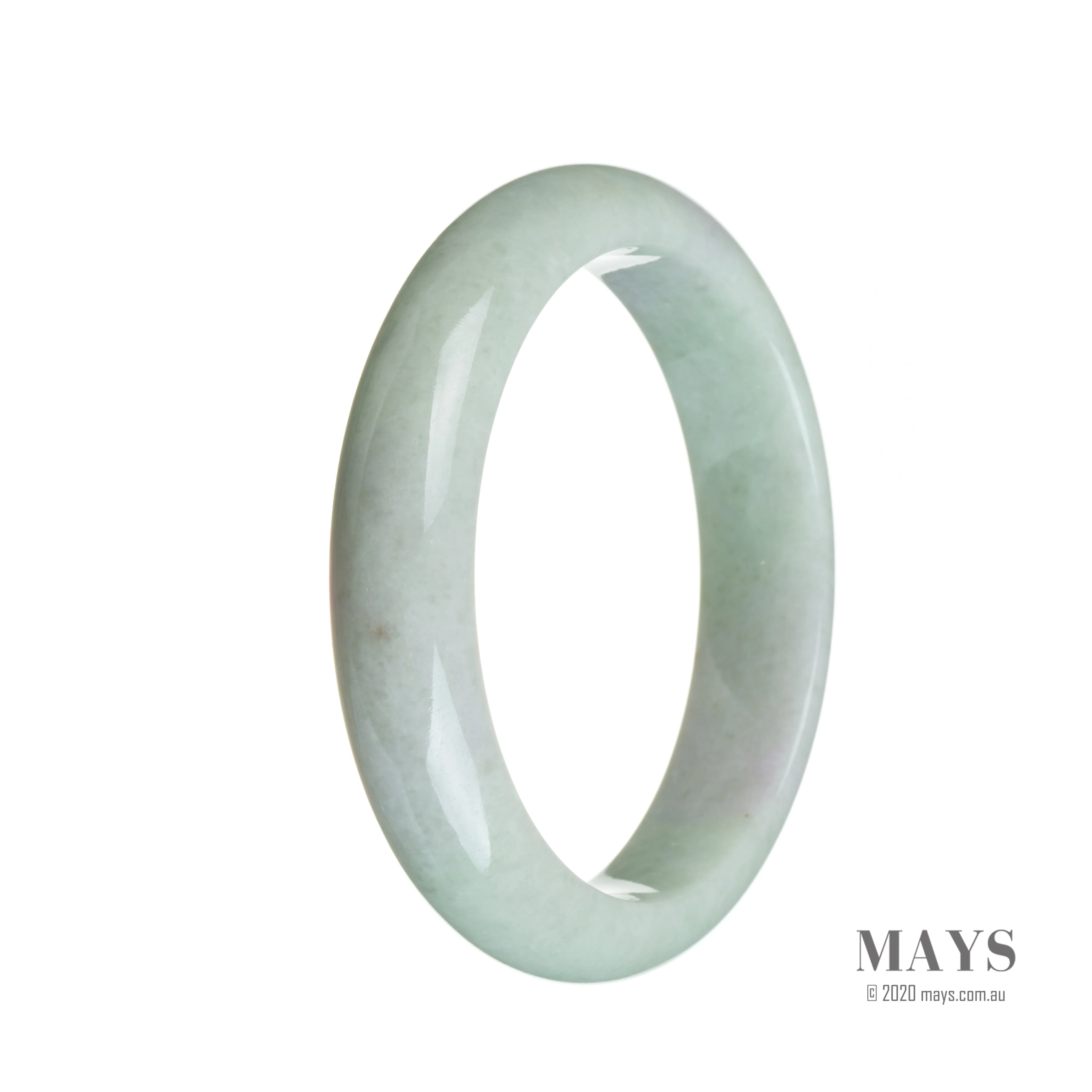 Genuine Grade A Pale lavender and green Jadeite Jade Bracelet - 59mm Half Moon - Image 2