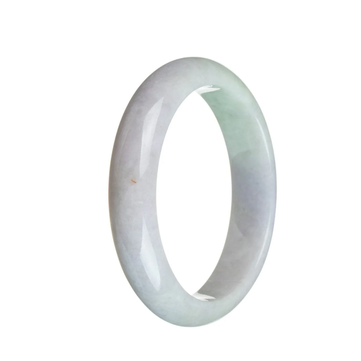 Real Grade A Lavender with green section Burmese Jade Bangle - 59mm Half Moon