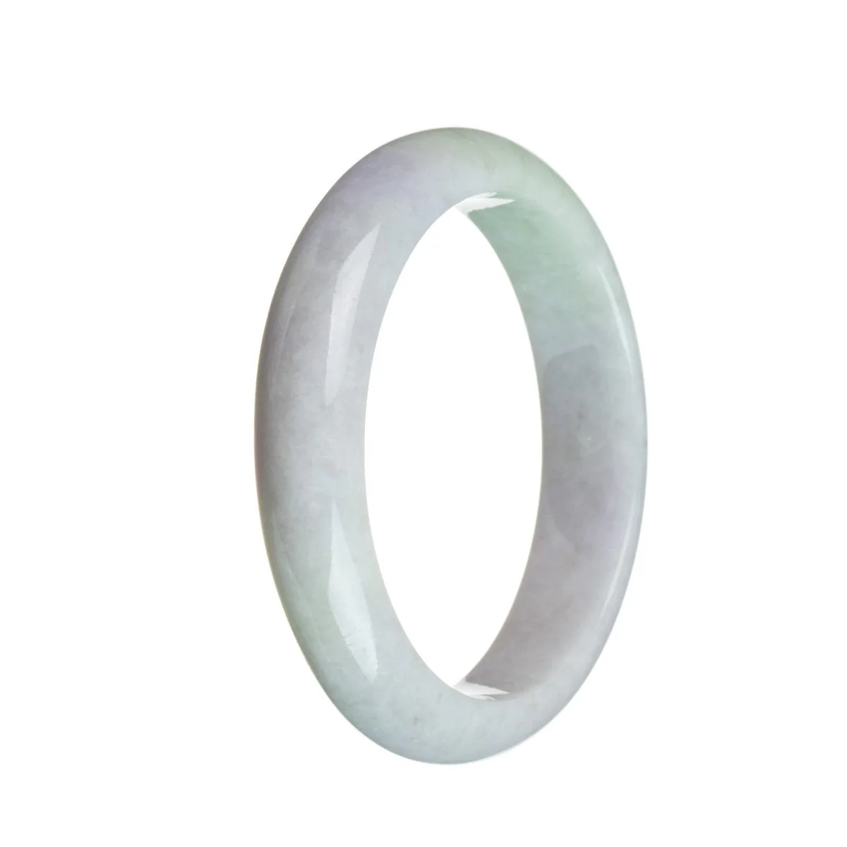 Real Grade A Lavender with green section Burmese Jade Bangle - 59mm Half Moon - Image 2