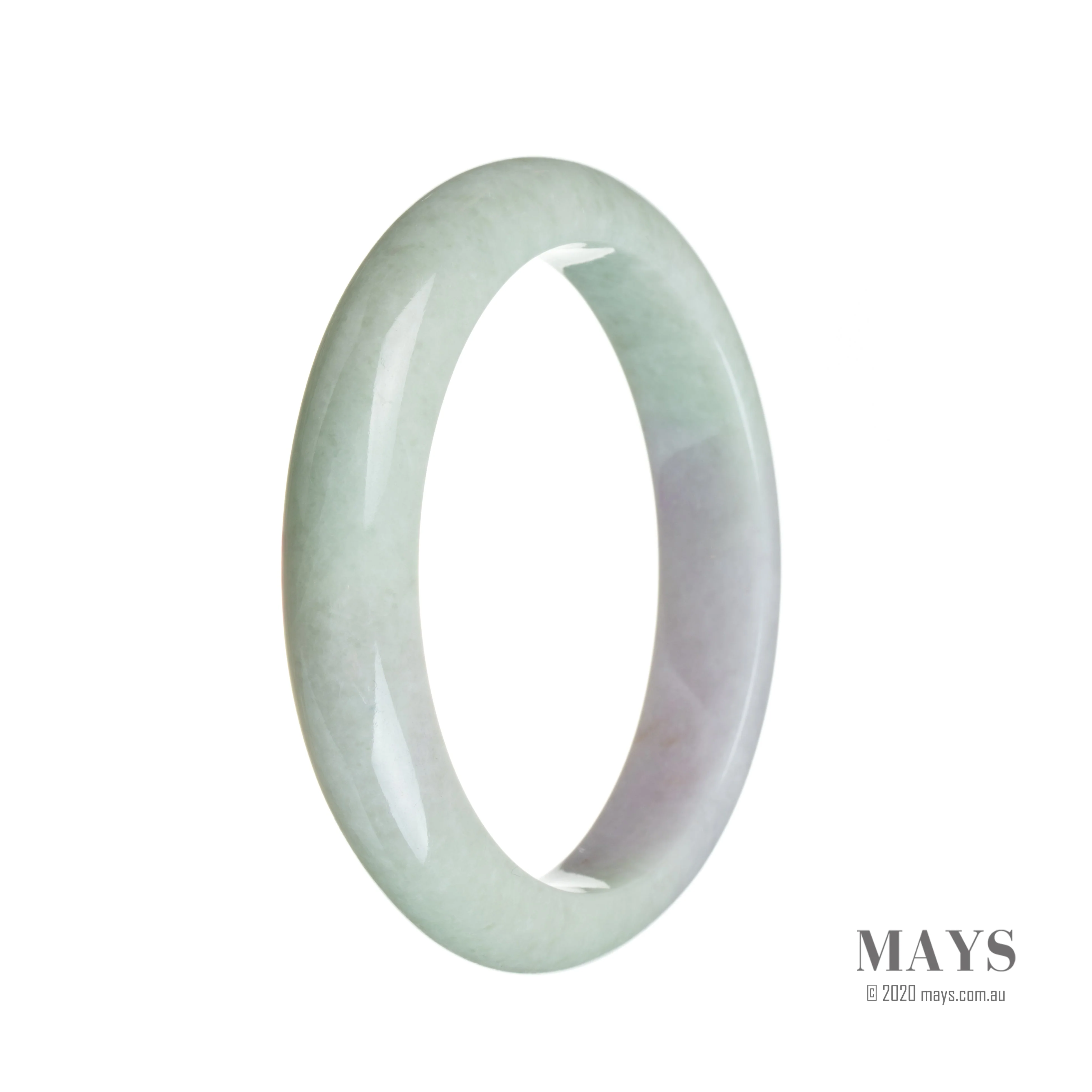 Genuine Natural Lavender and Green Jade Bangle - 58mm Semi Round