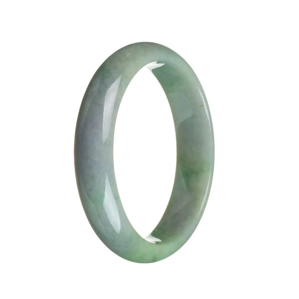Real Grade A Green with lavender Jadeite Bangle Bracelet - 59mm Half Moon