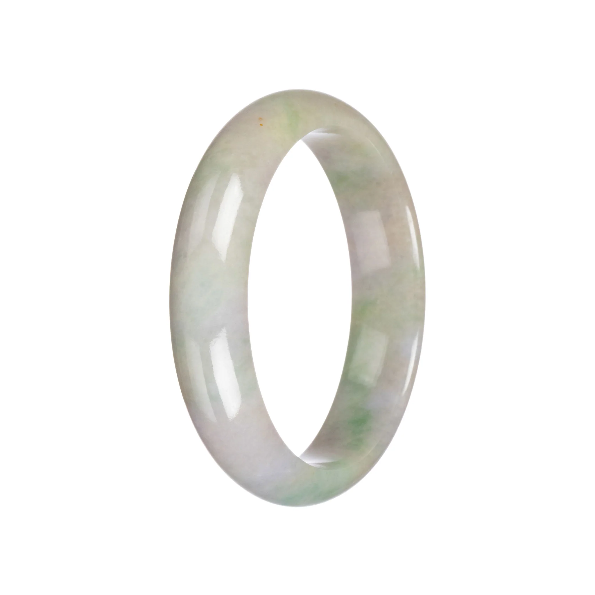 Real Grade A Lavender and Green Traditional Jade Bangle Bracelet - 59mm Half Moon - Image 2
