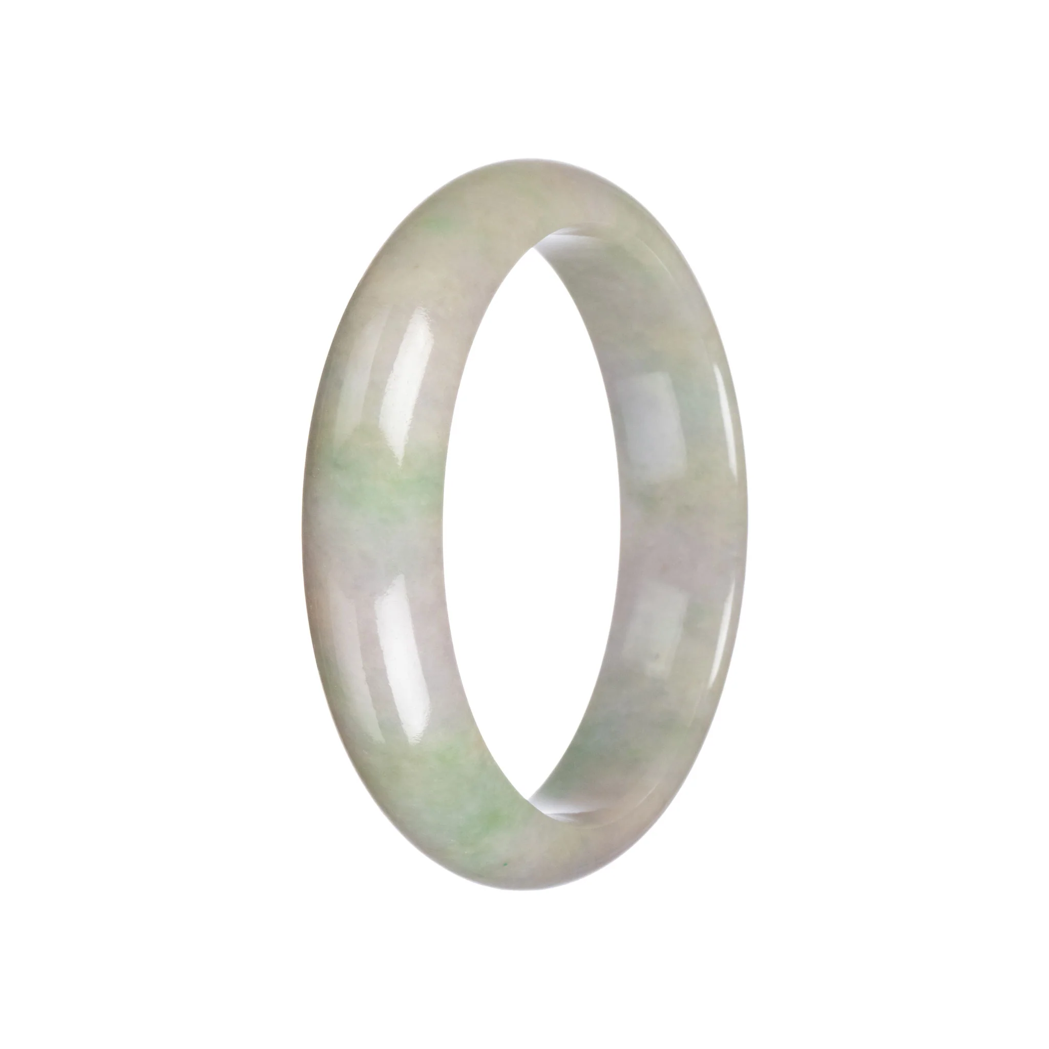 Real Grade A Lavender and Green Traditional Jade Bangle Bracelet - 59mm Half Moon - Image 3