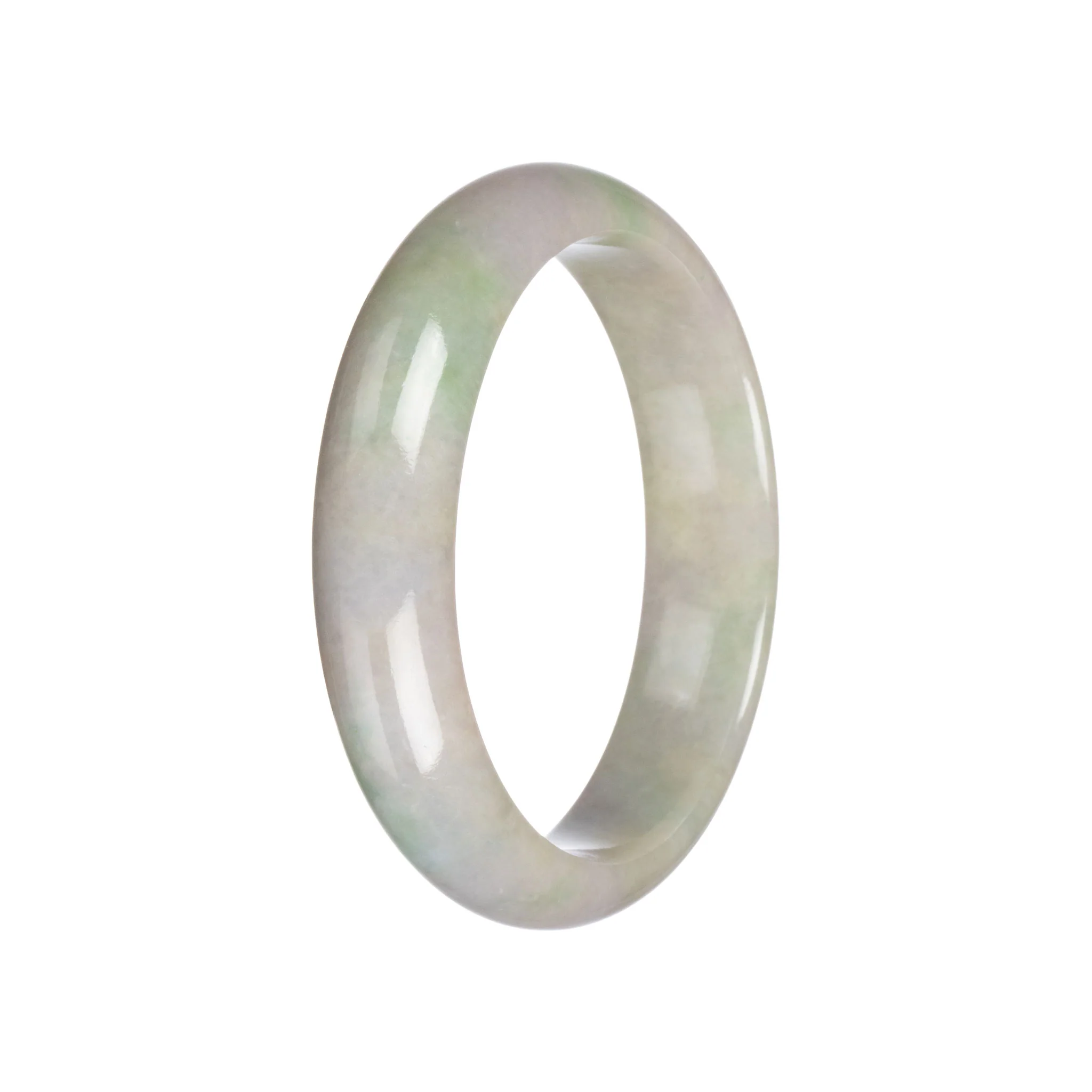 Real Grade A Lavender and Green Traditional Jade Bangle Bracelet - 59mm Half Moon - Image 4