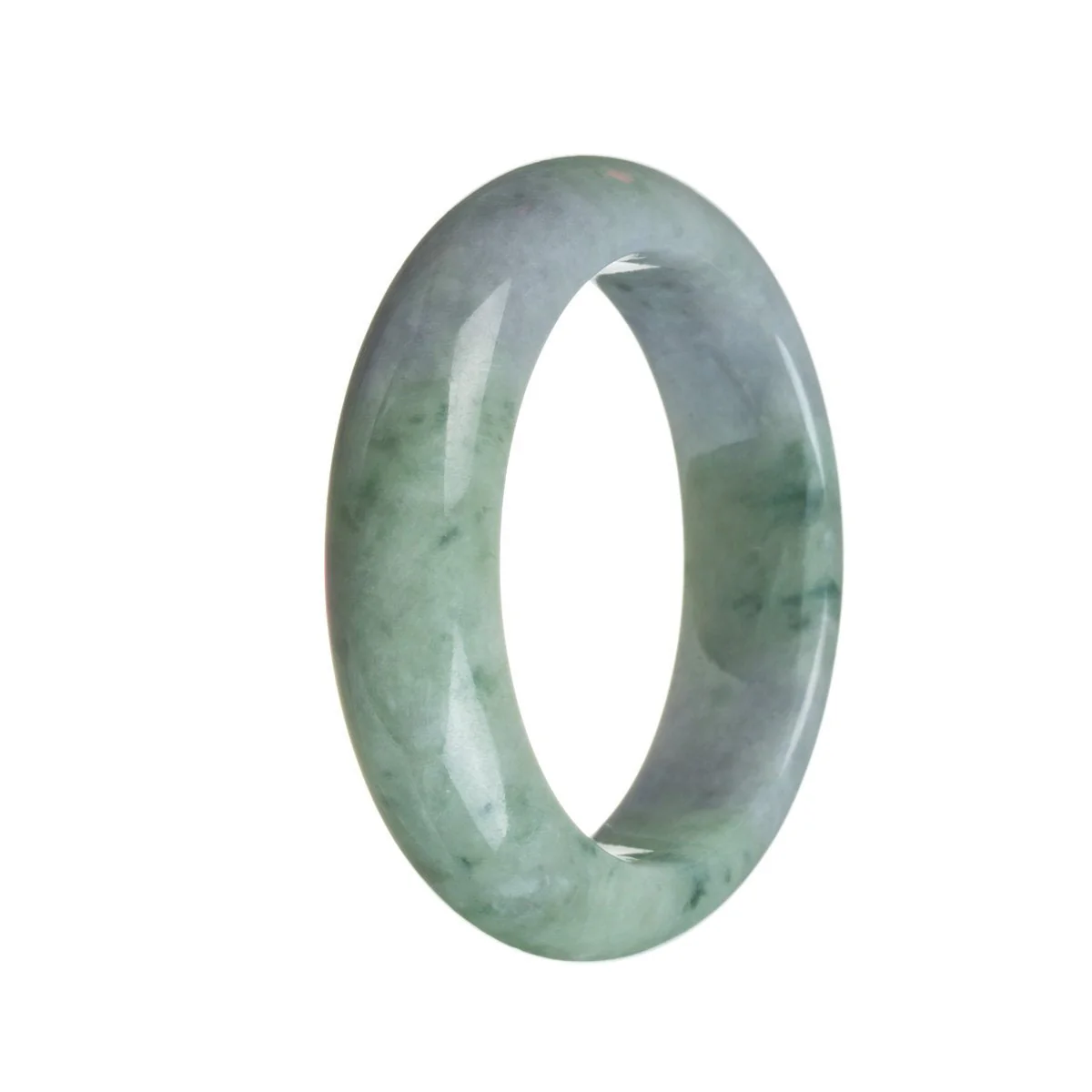 Authentic Type A Lavender and green Burmese Jade Bangle - 55mm Half Moon - Image 2