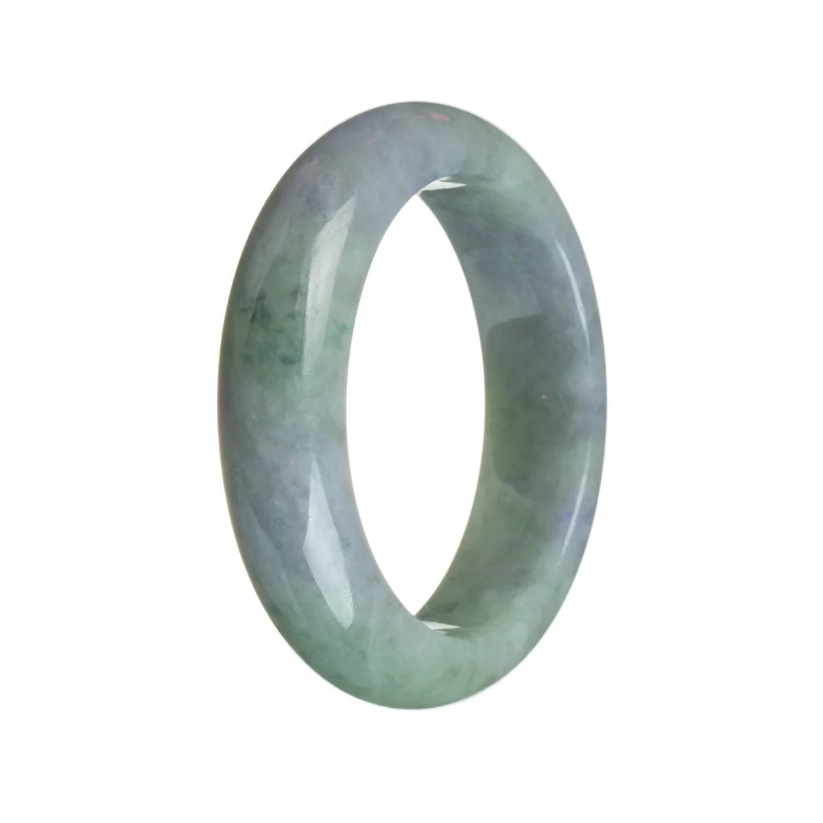 Authentic Type A Lavender and green Burmese Jade Bangle - 55mm Half Moon - Image 3