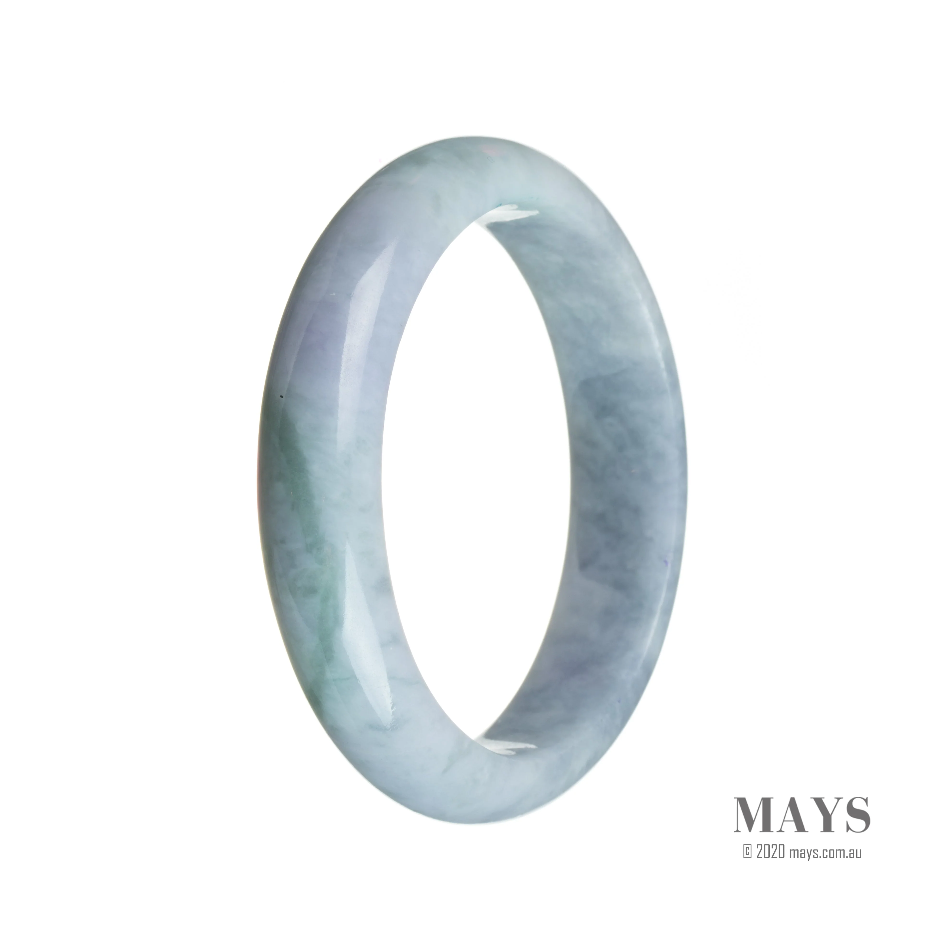 Real Type A Bluish Lavender Jade Bangle - 58mm Half Moon - Image 2
