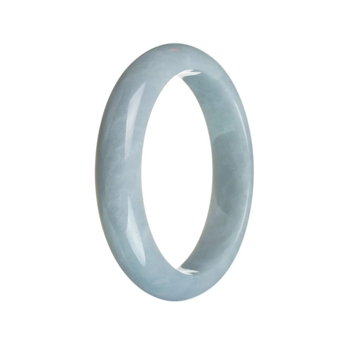 Genuine Grade A Bluish Lavender Burmese Jade Bangle - 59mm Semi Round - Image 2