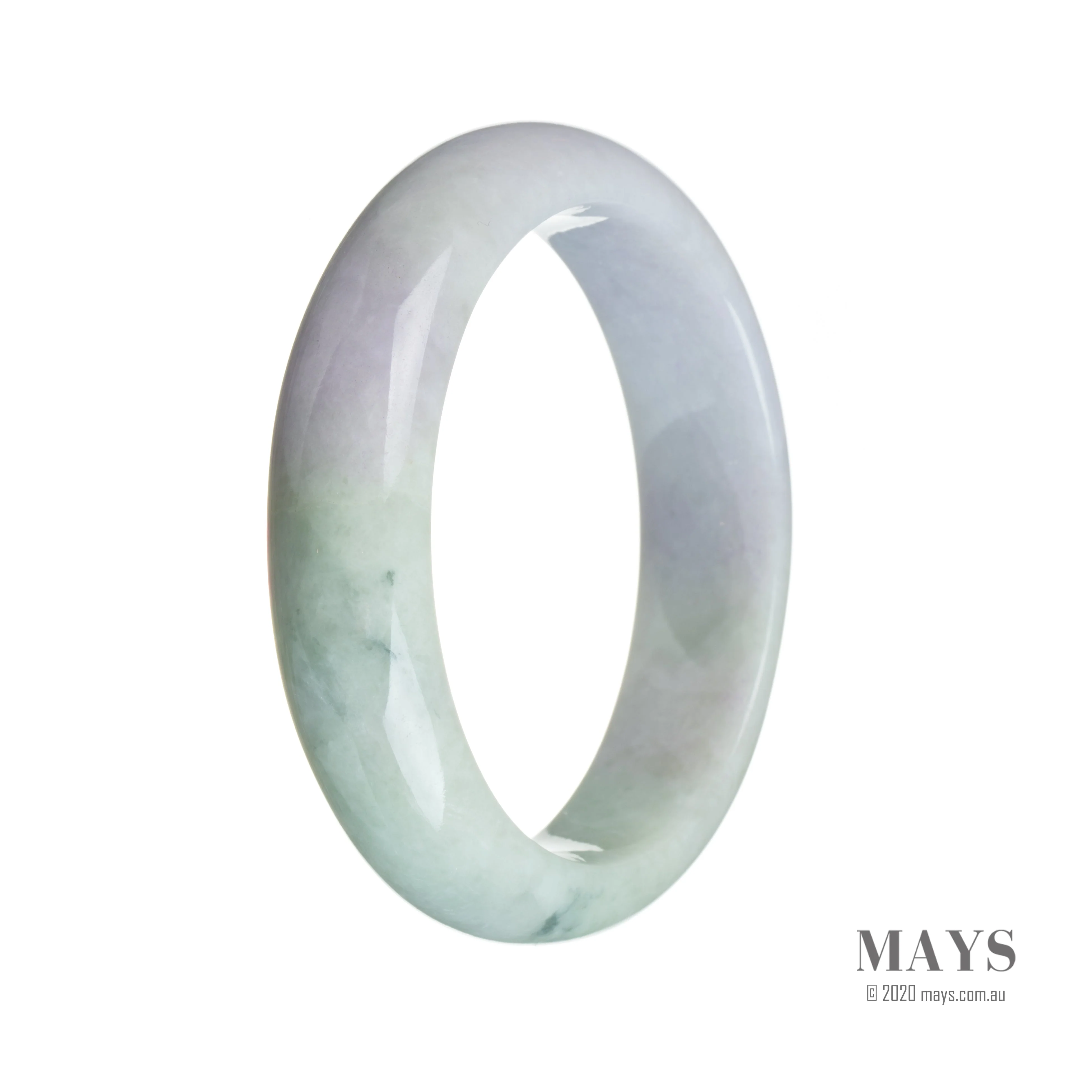 Real Type A Lavender with green Burmese Jade Bracelet - 59mm Semi Round - Image 3