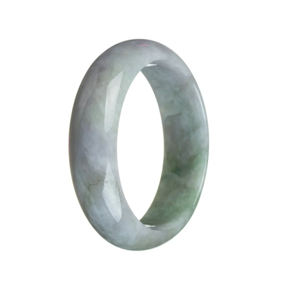 Certified Grade A Lavender with green Burma Jade Bangle Bracelet - 58mm Half Moon